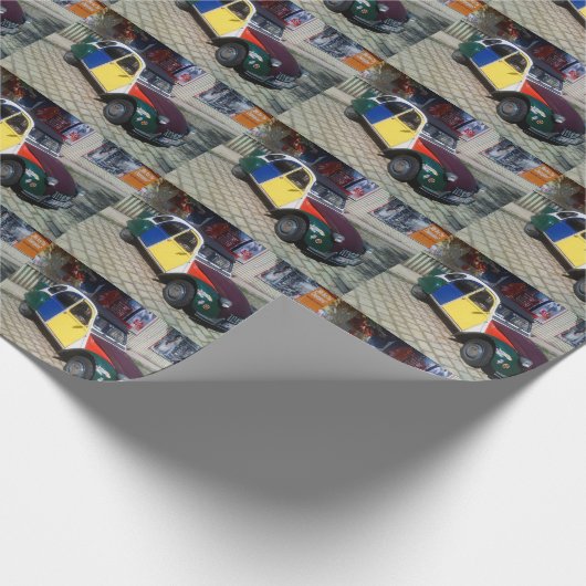 Farbenfrohe Citroen 2 CV Geschenkpapier (Ecke)
