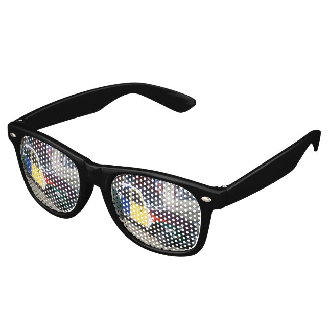 Farbenfrohe Citroen 2 CV Partybrille (Schrägansicht)