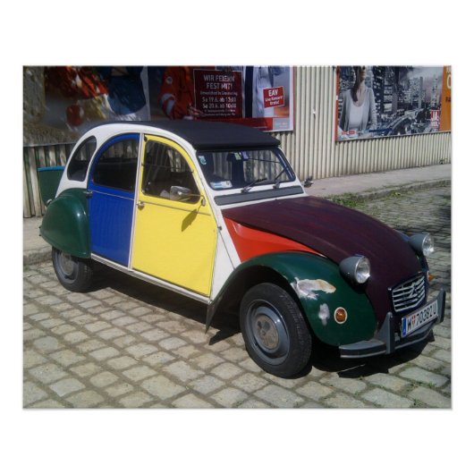 Farbenfrohe Citroen 2 CV Poster (Vorderseite)