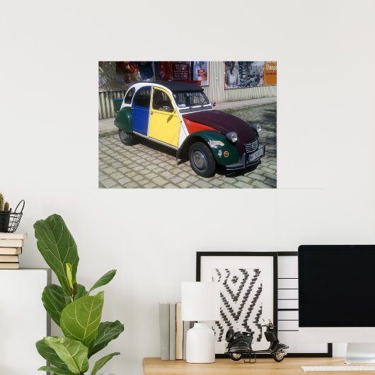 Farbenfrohe Citroen 2 CV Poster (Heimbüro)