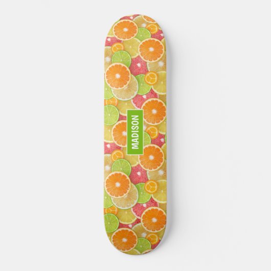 Farbenfrohe Citrus individuelle Name Skateboard (Vorderseite)