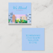 Farbenfrohe City Skyline Wir bewegten Zuhause-Adre Quadratische Visitenkarte (Vorne/Hinten)