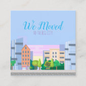 Farbenfrohe City Skyline Wir bewegten Zuhause-Adre Quadratische Visitenkarte (Vorderseite)