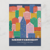 Farbenfrohe City Winter Coroporate Holiday Postcar Postkarte (Vorderseite)