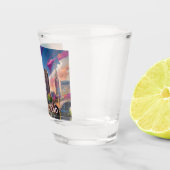 Farbenfrohe Cleveland Skyline Abstrakte Kunst Schnapsglas (Rechts)