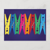 Farbenfrohe Clothespen Postkarte (Vorderseite)