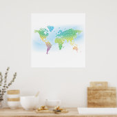 Farbenfrohe Cloud World Map Poster (Küche)