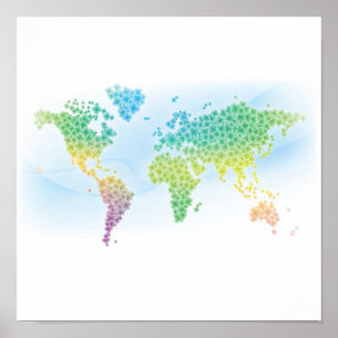Farbenfrohe Cloud World Map Poster
