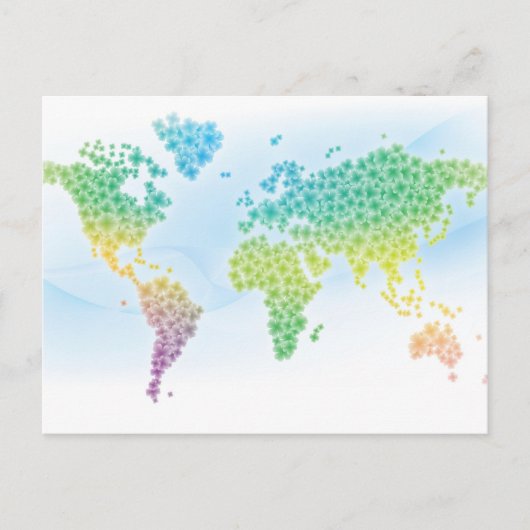 Farbenfrohe Cloud World Map Postkarte (Vorderseite)