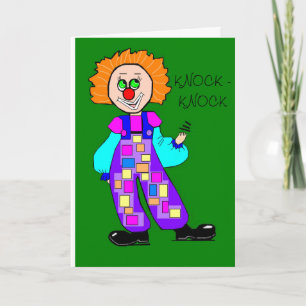Farbenfrohe Clownknock zum Geburtstag Karte