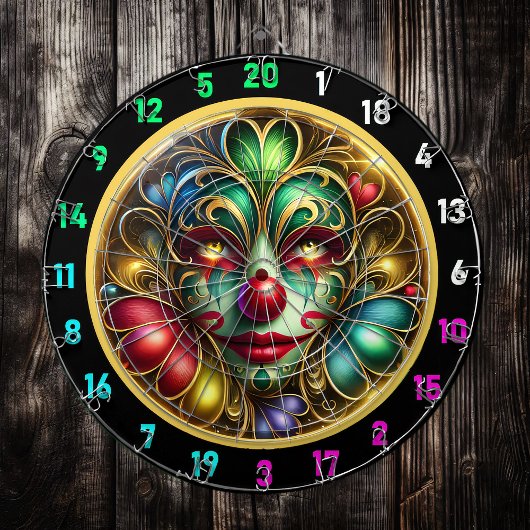 Farbenfrohe Clownwand Dartboard mit roter Nose Dartscheibe