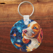 Farbenfrohe Cocker Spanel Dog Portrait Schlüsselanhänger (Vorderseite)