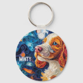 Farbenfrohe Cocker Spanel Dog Portrait Schlüsselanhänger (Rückseite)