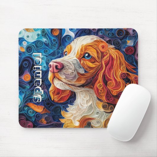 Farbenfrohe Cocker Spanisch Papier Quilling Portra Mousepad (Mit Mouse)