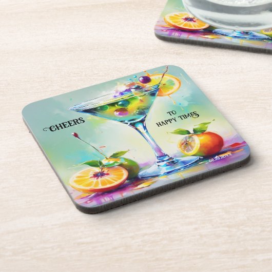 Farbenfrohe Cocktail Bar Untersetzer (Linke Seite)