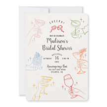 Farbenfrohe Cocktail Party Brautparty Party Einlad