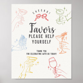 Farbenfrohe Cocktail Party Retro Favoriten Signatu Poster