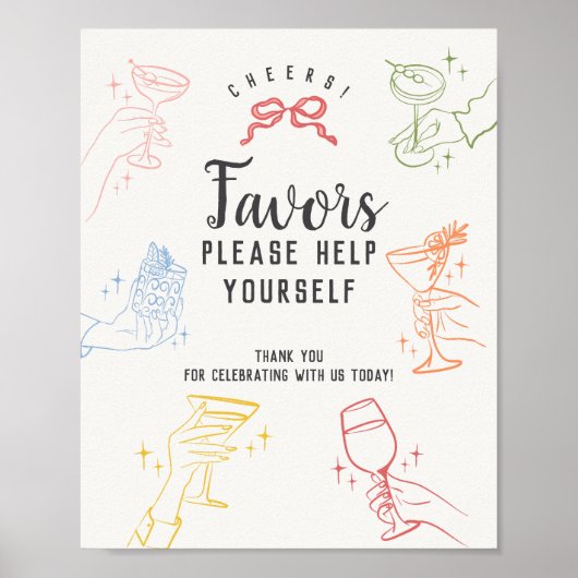 Farbenfrohe Cocktail Party Retro Favoriten Signatu Poster (Vorne)