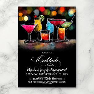 Farbenfrohe Cocktail-Verlobungsfeier Einladung