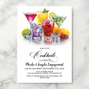 Farbenfrohe Cocktail-Verlobungsfeier Einladung