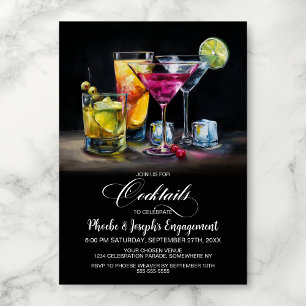 Farbenfrohe Cocktail-Verlobungsfeier Einladung