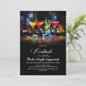 Farbenfrohe Cocktail- Verlobungsfeier Einladung (Stehend Vorderseite)