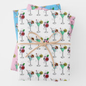 Farbenfrohe Cocktailauswahl Weiß Rosa Blau Geschenkpapier Set (Beispiel)