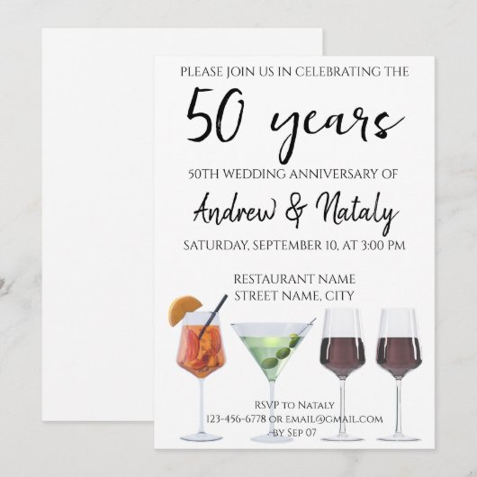 Farbenfrohe Cocktails Einladung (Vorne/Hinten)