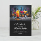 Farbenfrohe Cocktails Geburtstagsfeier Einladung (Stehend Vorderseite)