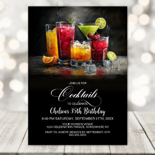 Farbenfrohe Cocktails Geburtstagsfeier Einladung