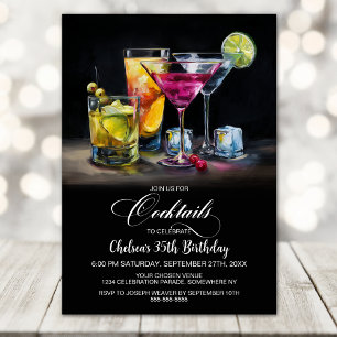 Farbenfrohe Cocktails Geburtstagsfeier Einladung