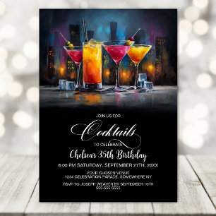 Farbenfrohe Cocktails Geburtstagsfeier Einladung