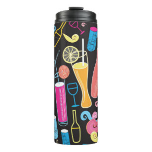 Farbenfrohe Cocktails Grafisches, nahtloses Muster Thermosbecher
