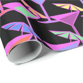 Farbenfrohe Cocktails im Schwarzen Muster Geschenkpapier (Rolleneckpunkt)