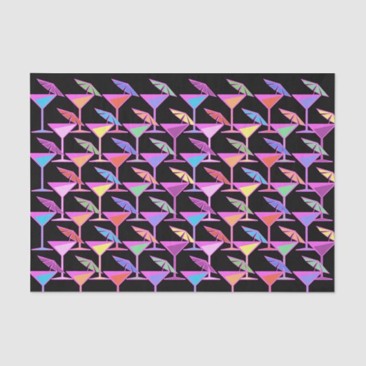 Farbenfrohe Cocktails im Schwarzen Muster Seidenpapier (Vorderseite)