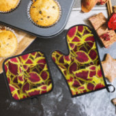 Farbenfrohe Coleus Pflanze Blätter Ofenhandschuh & Topflappen-Set