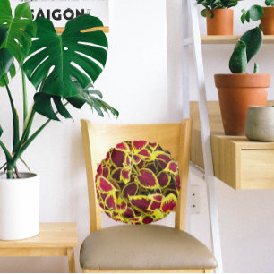 Farbenfrohe Coleus Pflanze Blätter Rundes Kissen