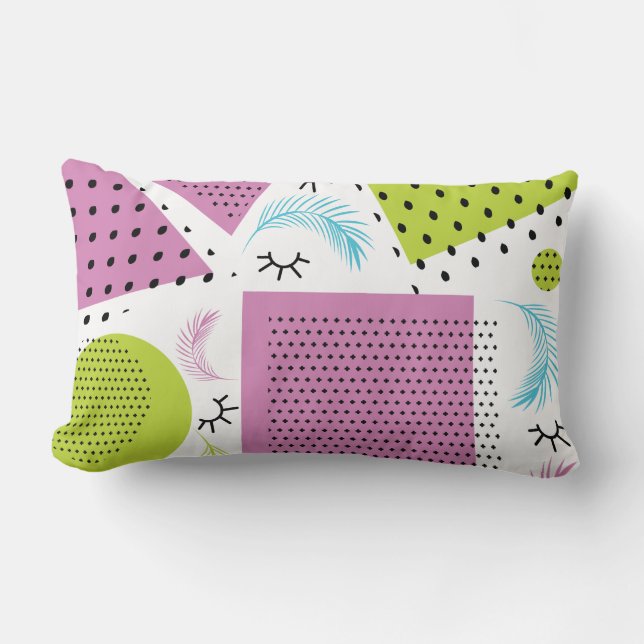 Farbenfrohe Collage Gemetrische Formen Eyelashes Lendenkissen (Vorderseite)