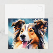 Farbenfrohe Collie Dog Wasserfarbe Postkarte (Vorne/Hinten)