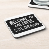 Farbenfrohe Colorado-Begrüßung Getränkeuntersetzer (Linke Seite)