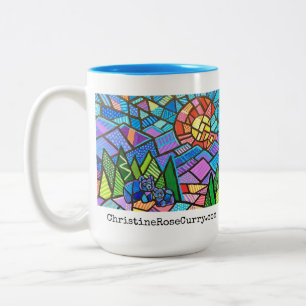 Farbenfrohe Colorado Camping Mosaik mit Niedlichen Zweifarbige Tasse
