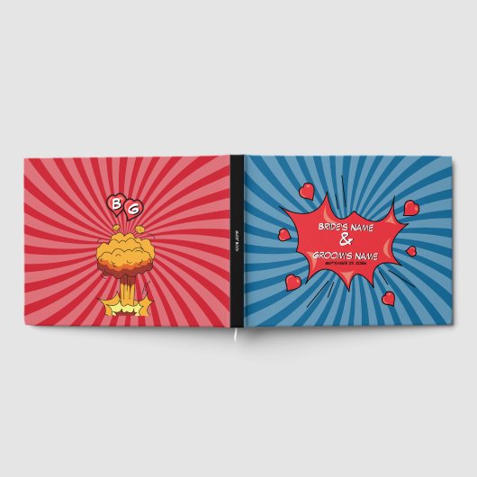 Farbenfrohe Comic Book Pop Art Wedding Gästebuch (Voll)