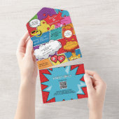 Farbenfrohe Comic Buch Pop Hochzeit All In One Einladung (Abreißen)