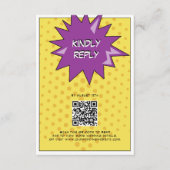 Farbenfrohe Comic Buch Pop Hochzeit Begleitkarte (Vorderseite)