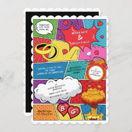 Farbenfrohe Comic Buch Pop Hochzeit Einladung