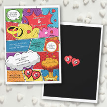 Farbenfrohe Comic Buch Pop Hochzeit