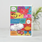Farbenfrohe Comic Buch Pop Hochzeit Einladung (Stehend Vorderseite)