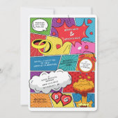 Farbenfrohe Comic Buch Pop Hochzeit Einladung (Vorderseite)