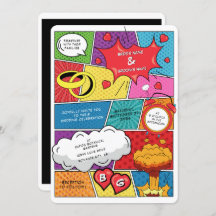 Farbenfrohe Comic Buch Pop Hochzeit