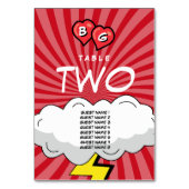 Farbenfrohe Comic Buch Pop Hochzeit Tischnummer (Rückseite)